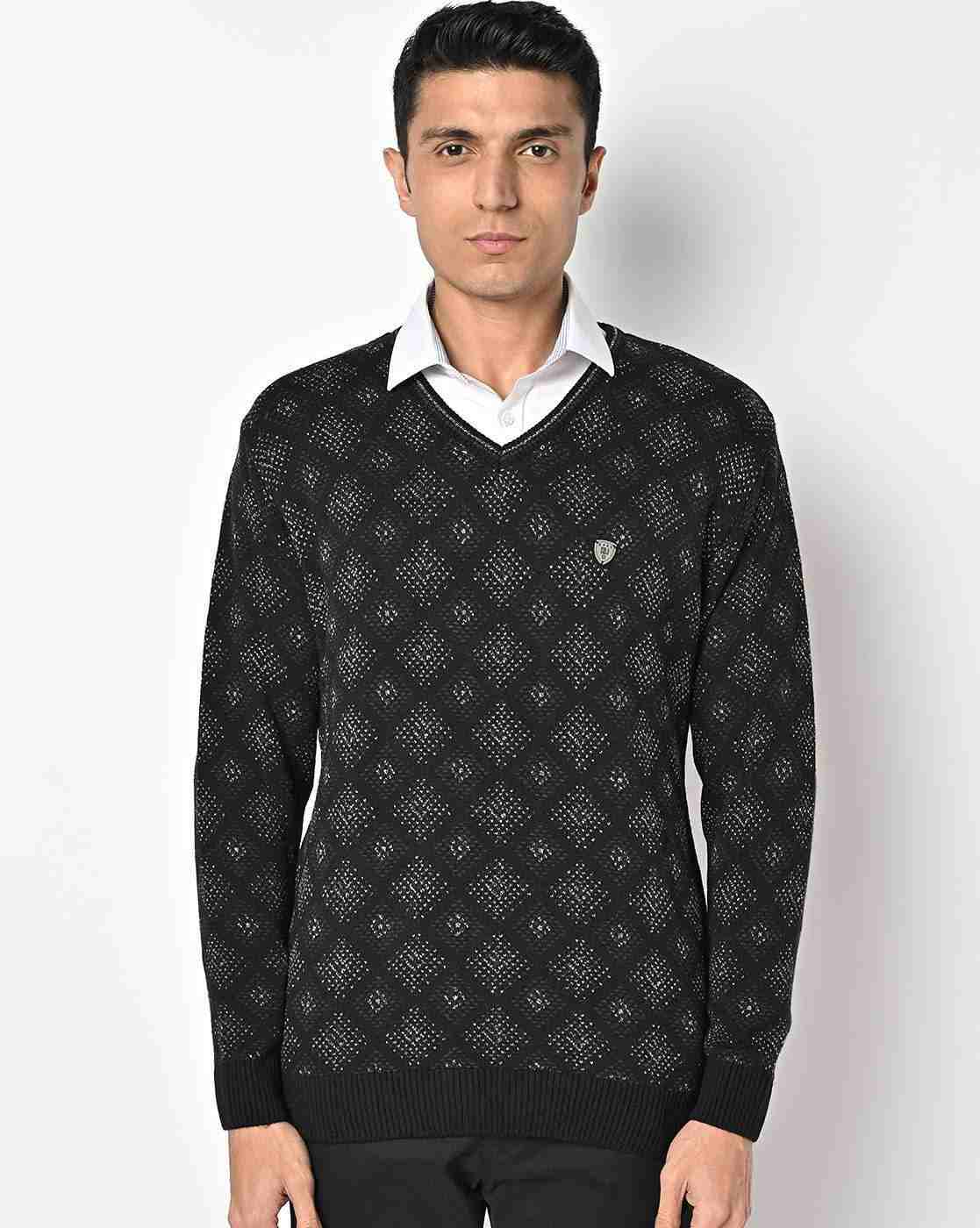 DUKE | Geometric Pattern V-neck Pullover|1