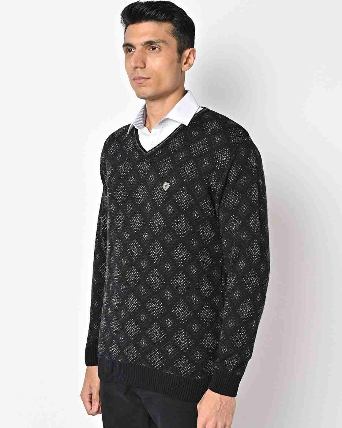 DUKE | Geometric Pattern V-neck Pullover|2