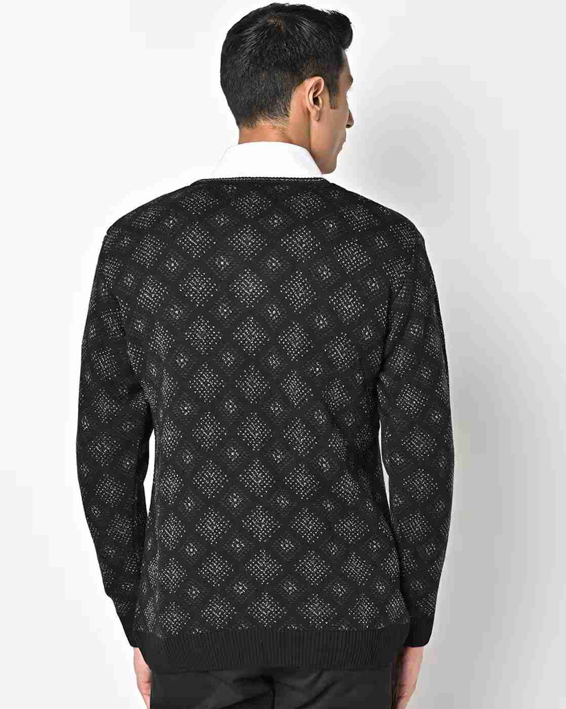 DUKE | Geometric Pattern V-neck Pullover|3
