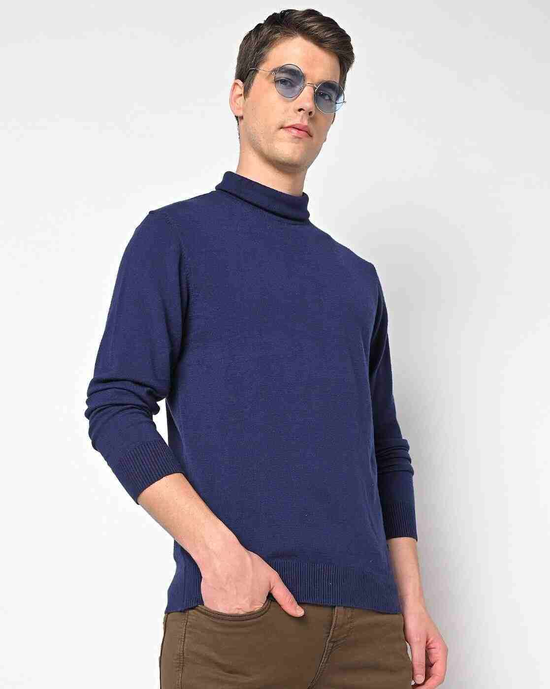 Turtle-Neck Pullover with Ribbed Hems