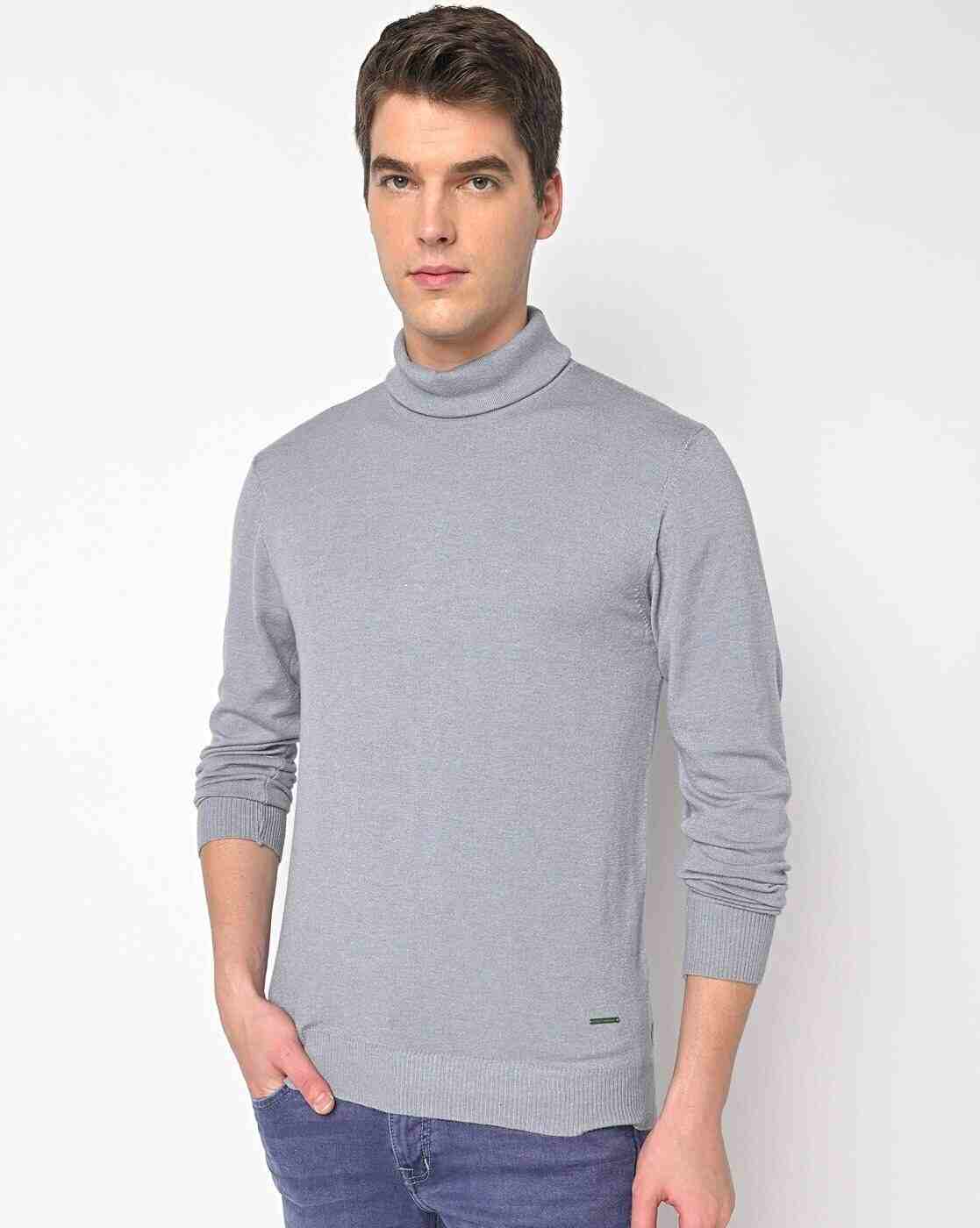 Turtle-Neck Pullover with Ribbed Hems