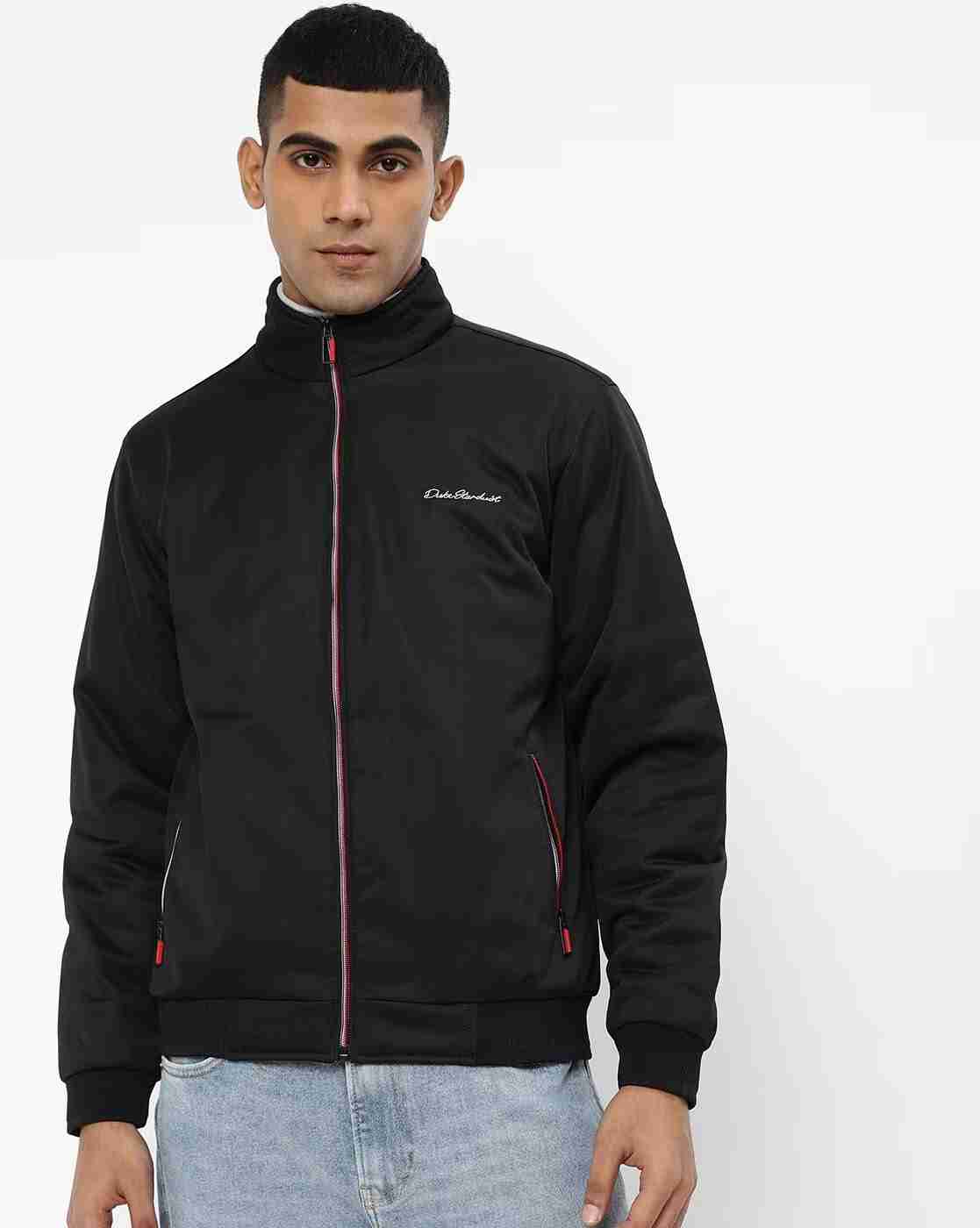 Zip-Front Slim Fit Bomber Jacket with Insert Pockets