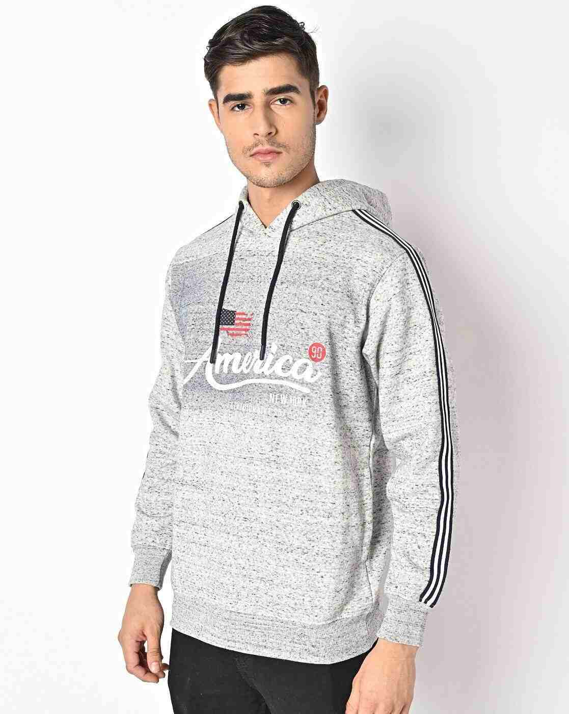 Typographic Print Hoodie with Slip Pockets