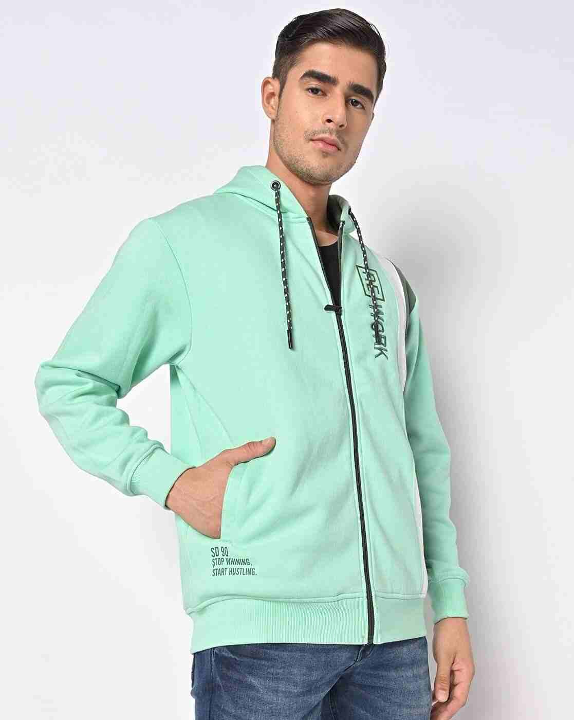 Typographic Print Zip-Front Hoodie