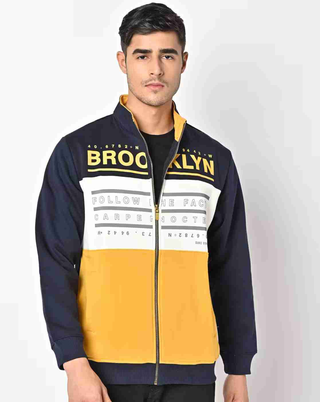 Typographic Print Zip-Front Sweatshirt