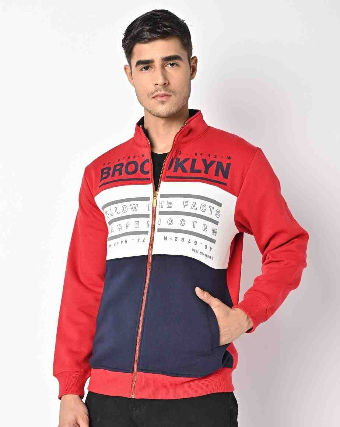 DUKE | Typographic Print Zip-Front Sweatshirt|0