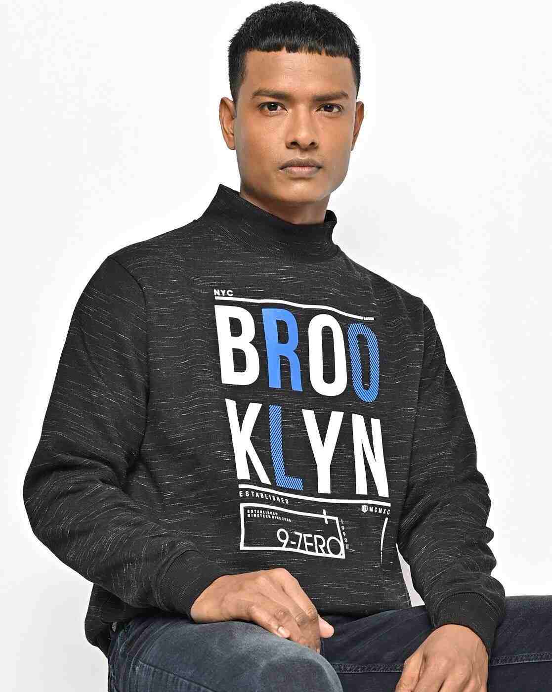 Typographic Print High-Neck Sweatshirt