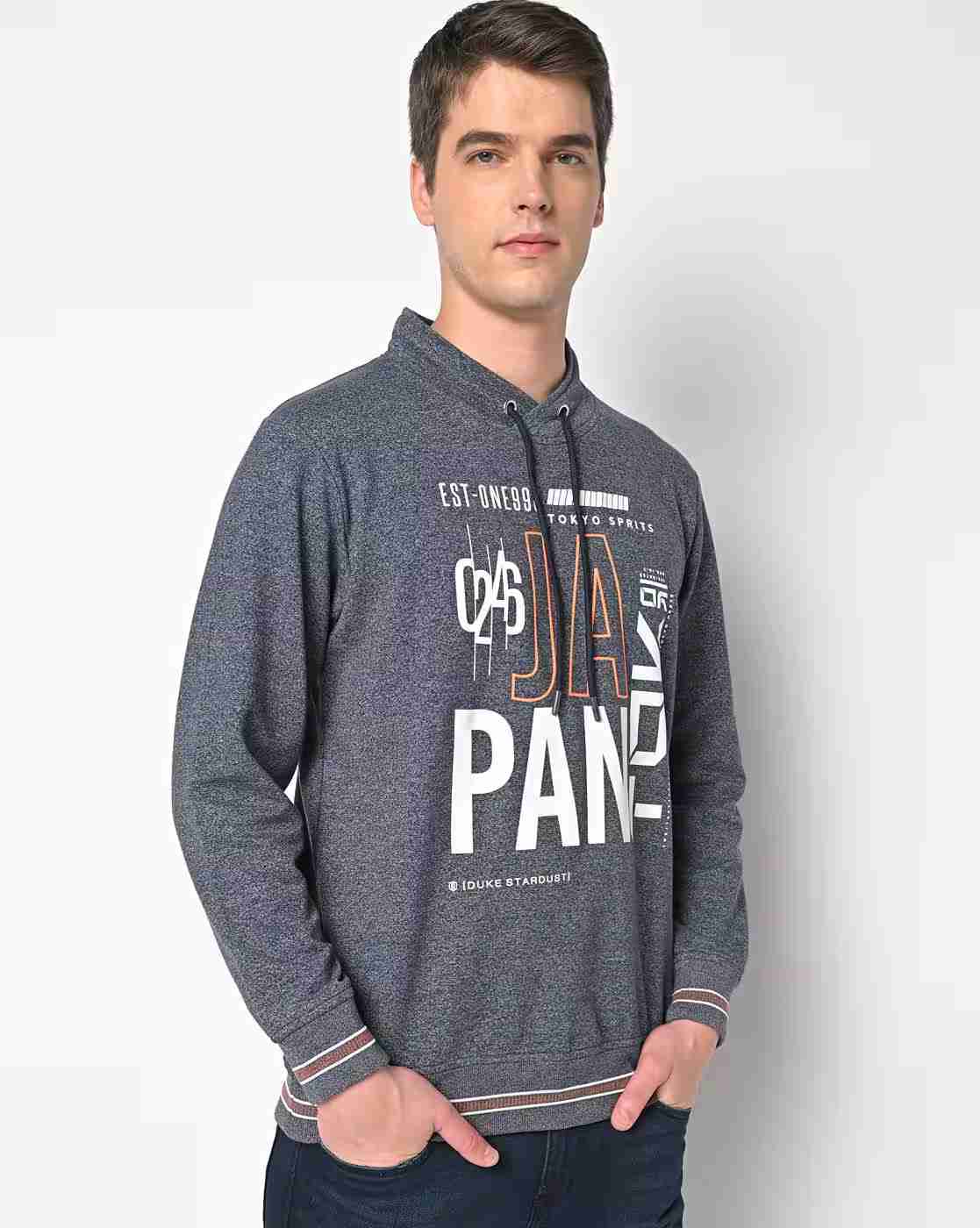 Typographic Print Sweatshirt with Ribbed Hem