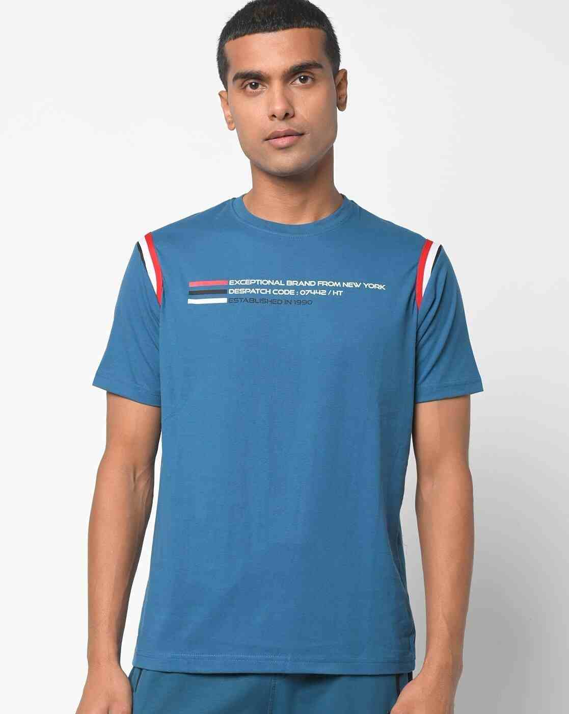 Typographic Print Slim Fit Round-Neck T-shirt