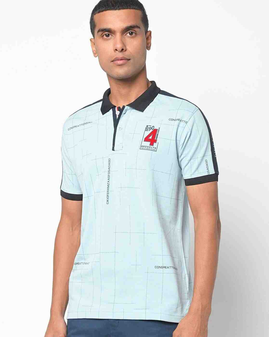 Geometric Print Slim Fit Polo T-shirt