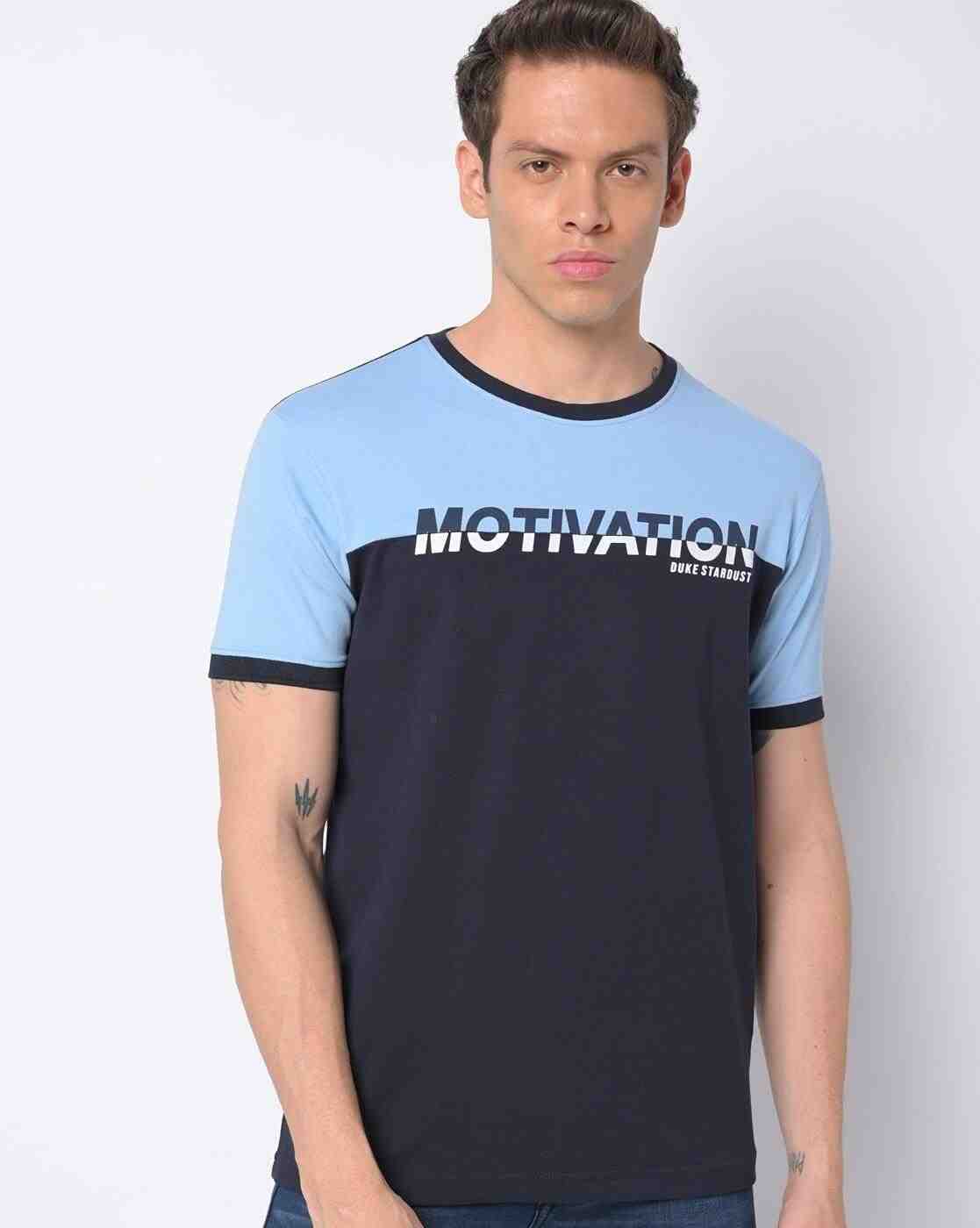 DUKE | Typographic Print Slim Fit Crew-Neck T-shirt|1