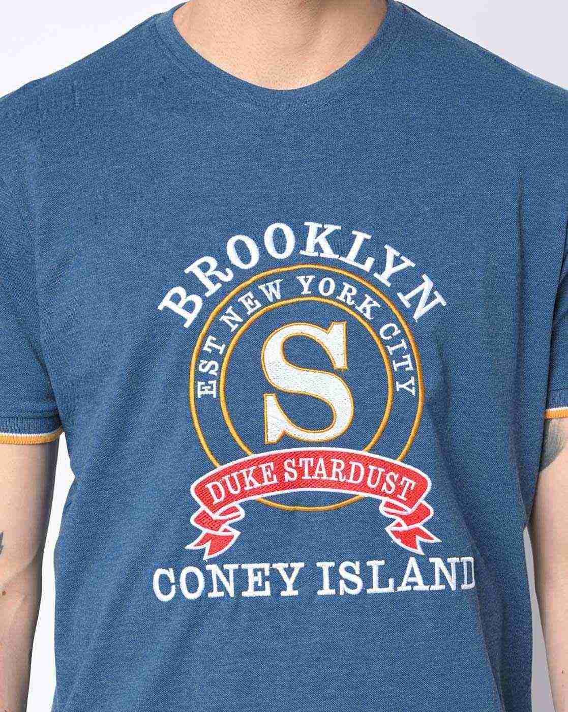DUKE | Slim Fit Round-Neck T-shirt with Typographic Embroidery|3
