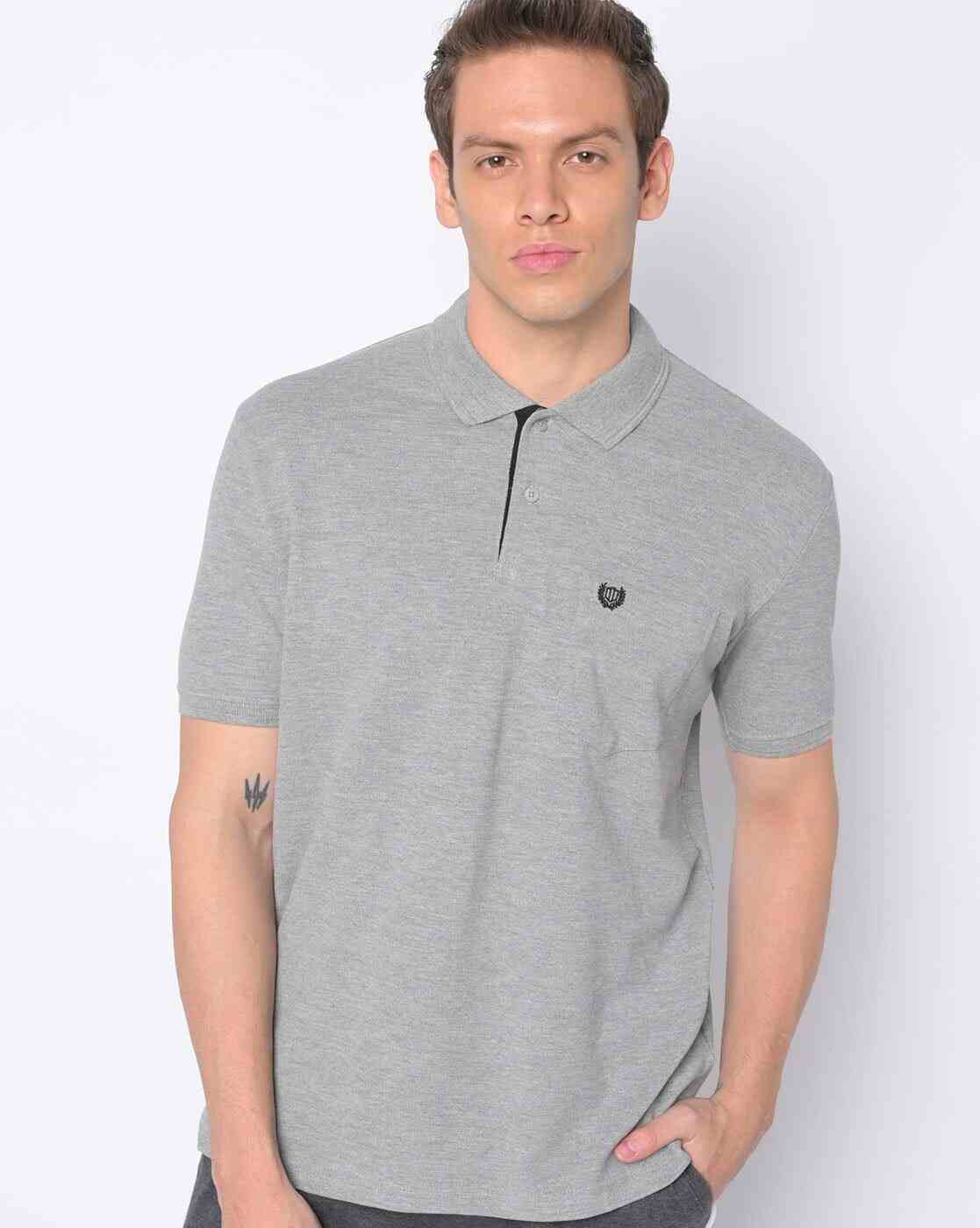 Heathered Polo T-shirt with Vented Hem