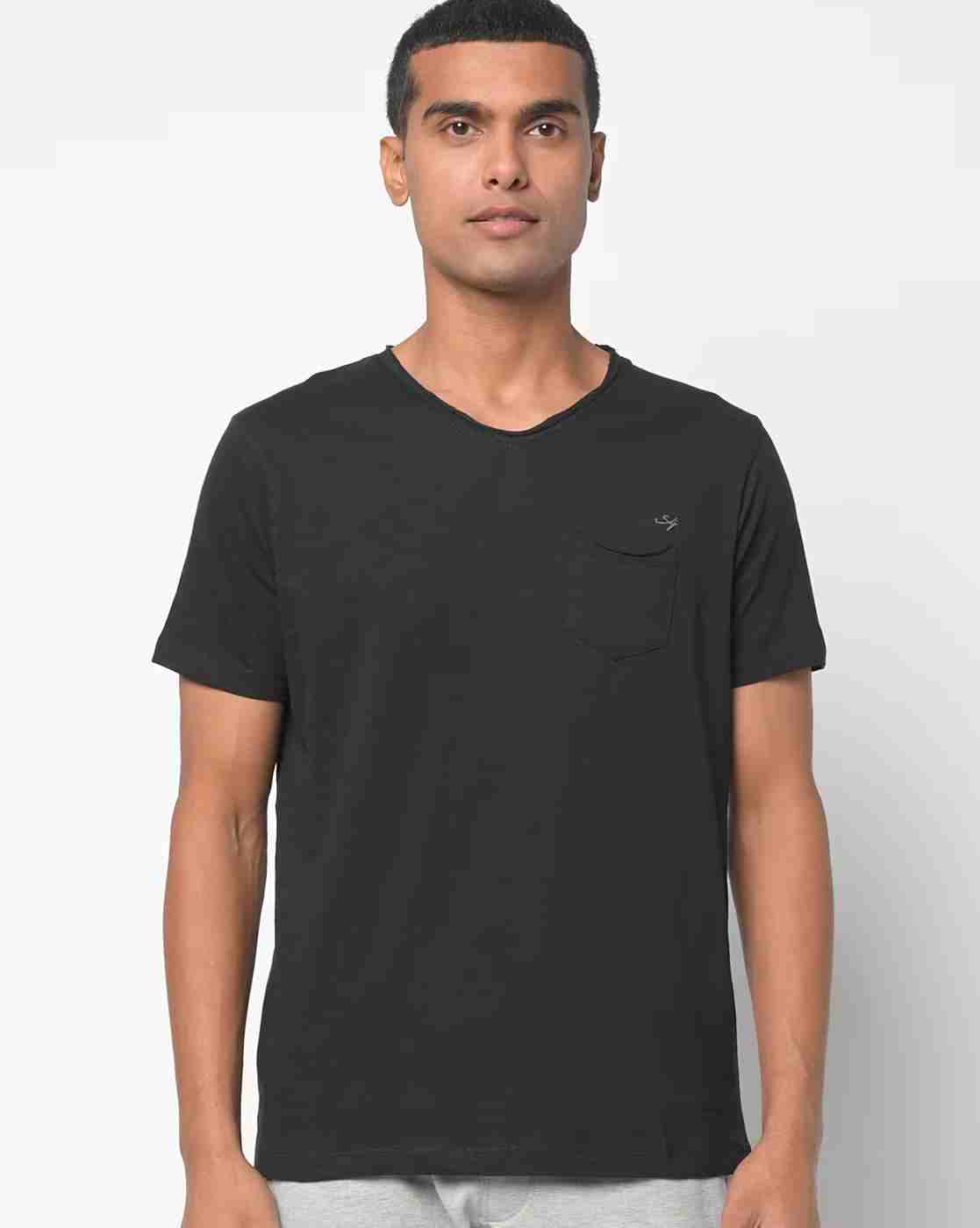 Slim Fit V-neck T-shirt with Patch Pocket