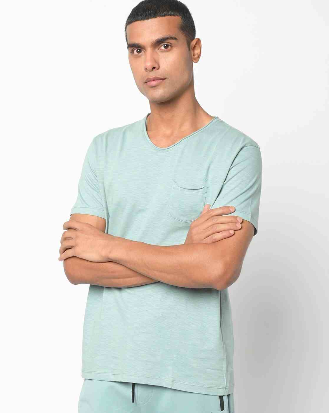 Slim Fit V-neck T-shirt with Patch Pocket