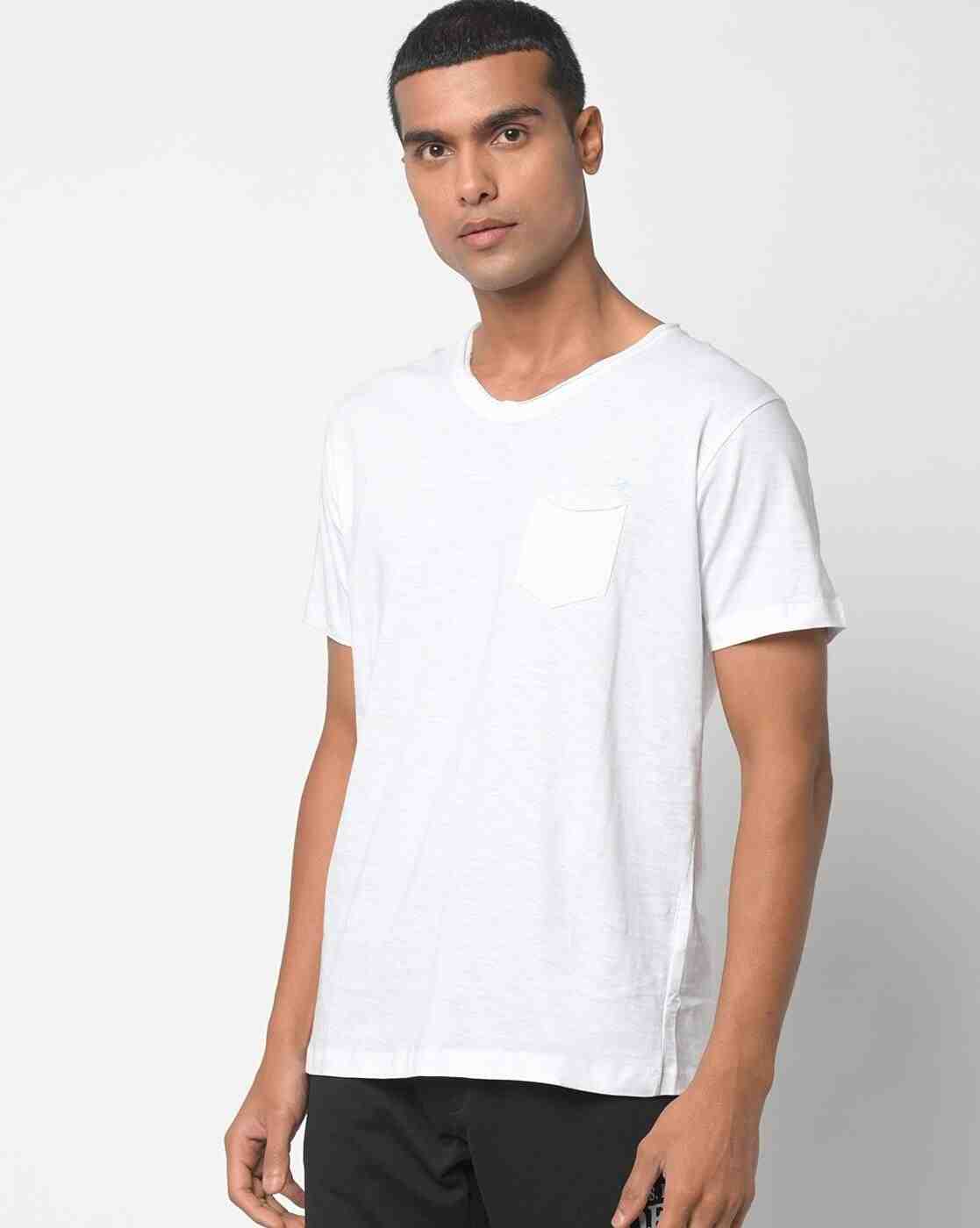 Slim Fit V-neck T-shirt with Patch Pocket