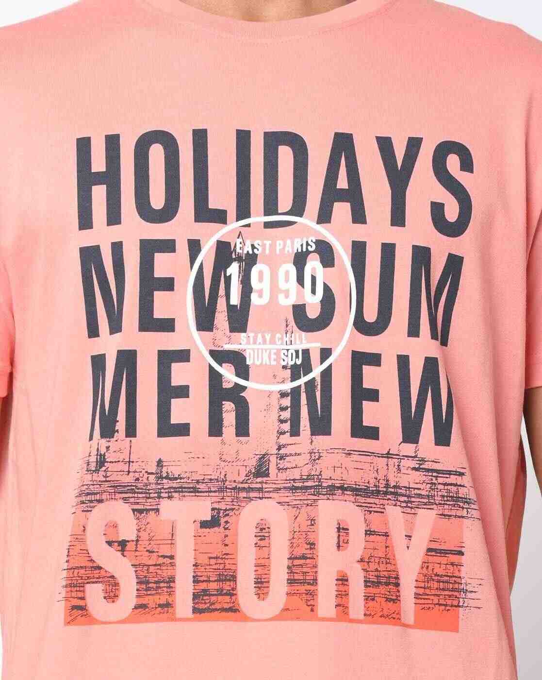 DUKE | Typographic Print Slim Fit Crew-Neck T-shirt|3