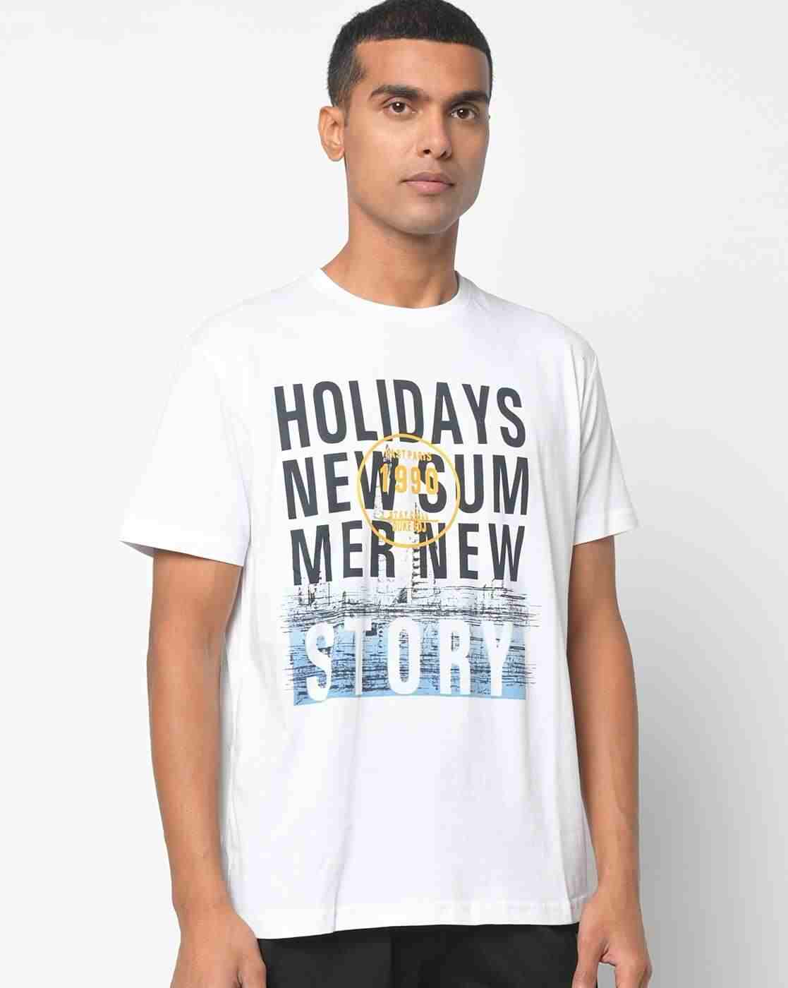 Typographic Print Slim Fit Crew-Neck T-shirt