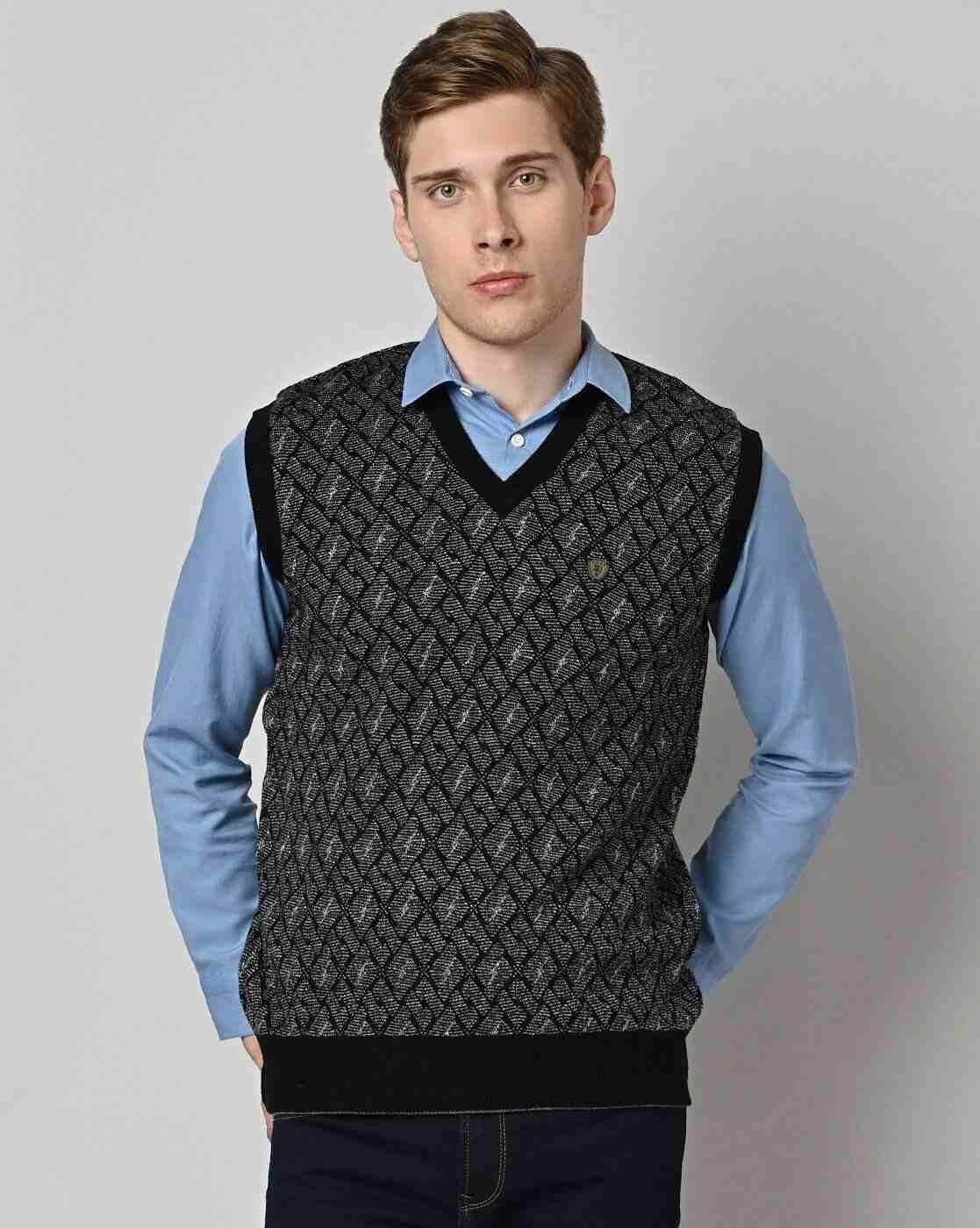 Checked V-Neck Regular Fit Pullover