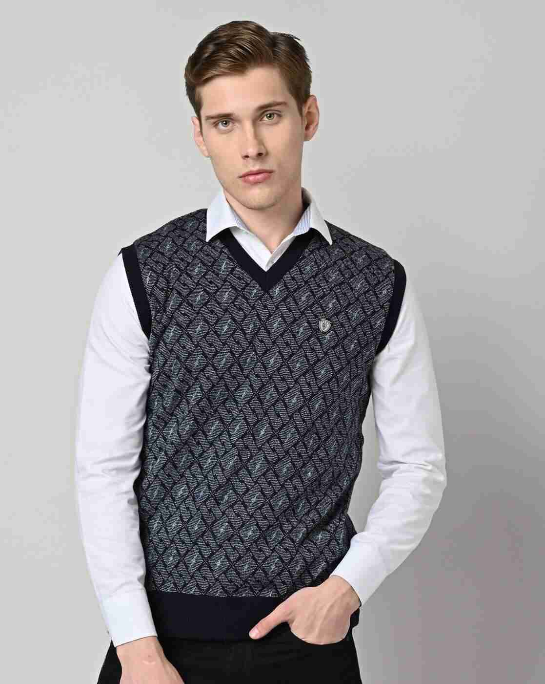 DUKE | Checked V-Neck Regular Fit Pullover|0