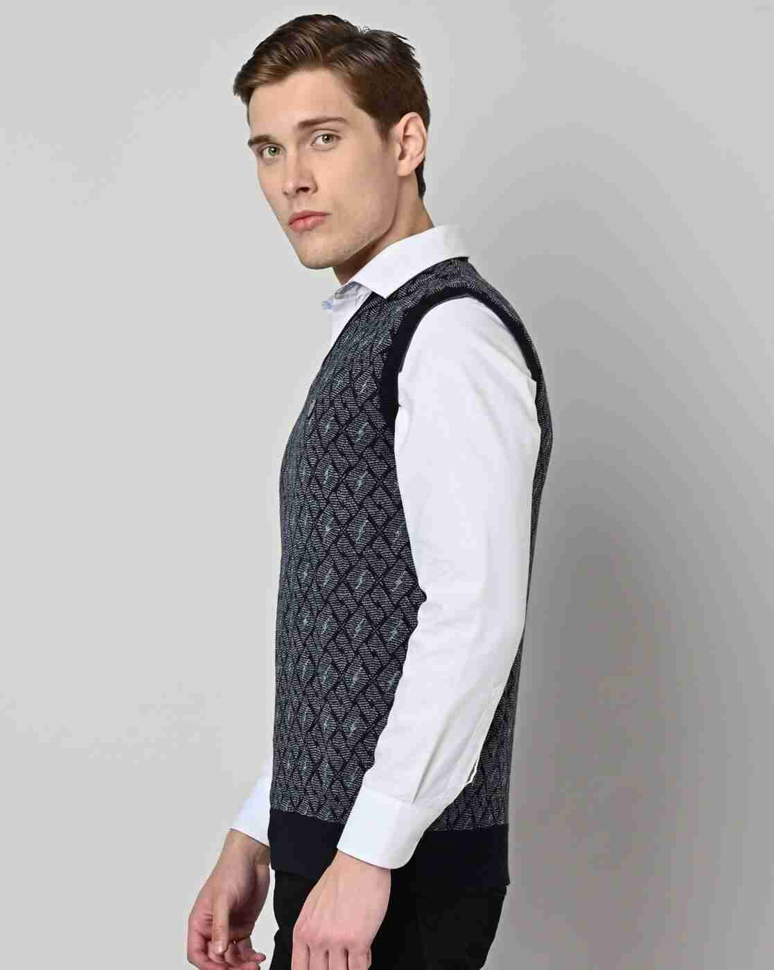 DUKE | Checked V-Neck Regular Fit Pullover|1