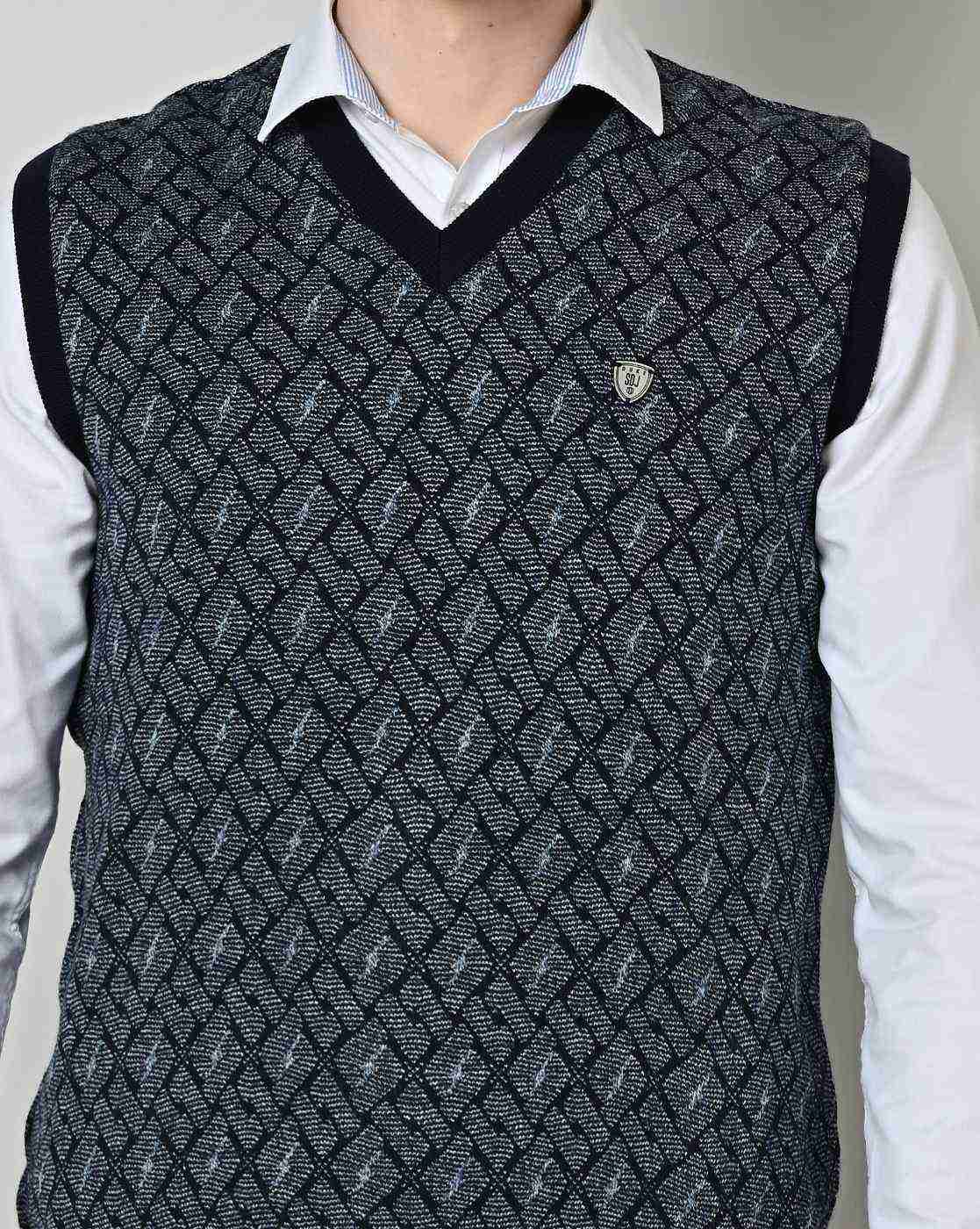 DUKE | Checked V-Neck Regular Fit Pullover|3