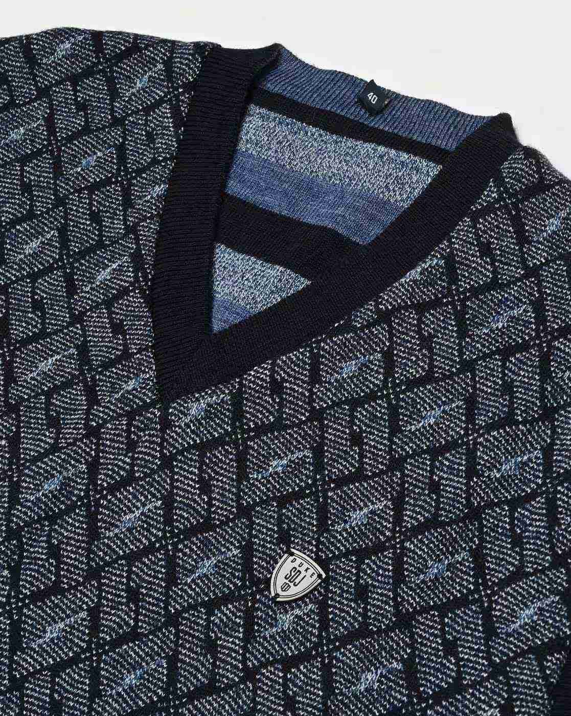 DUKE | Checked V-Neck Regular Fit Pullover|4