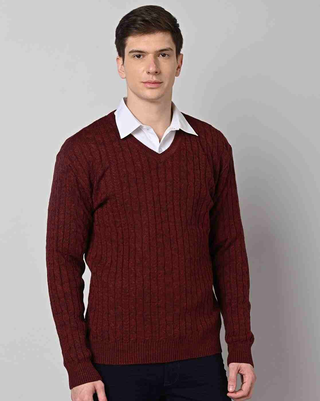 DUKE | Cable-Knit Regular Fit V-Neck Pullover|0