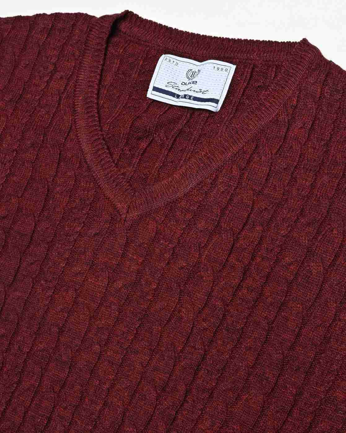 DUKE | Cable-Knit Regular Fit V-Neck Pullover|4