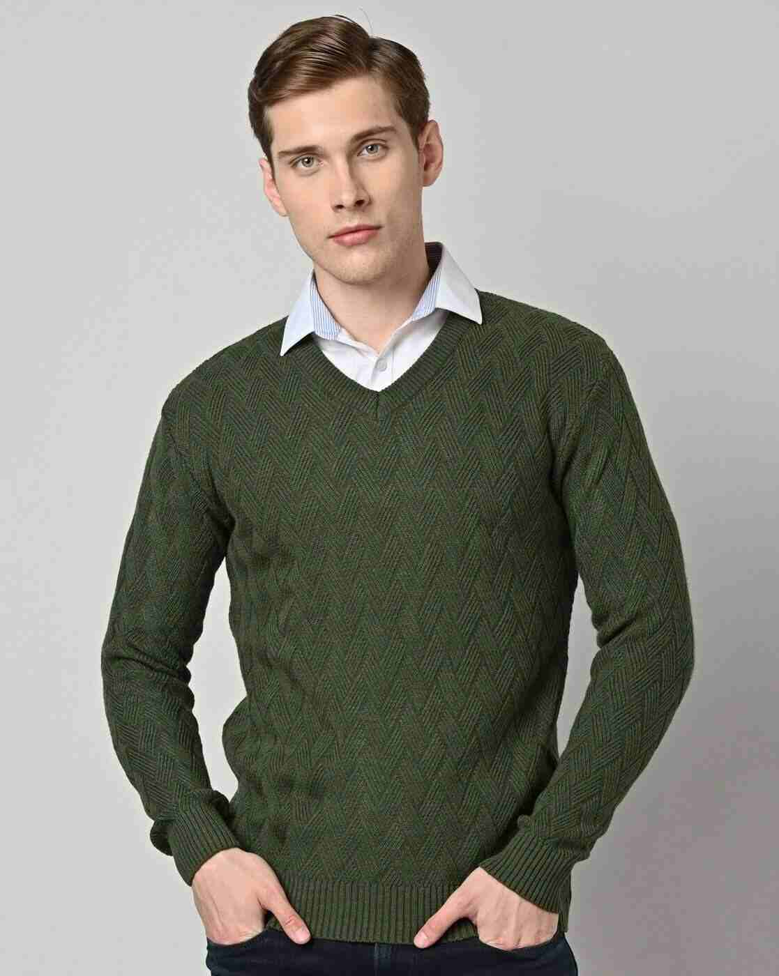 DUKE | Chevron Knitted V-Neck Pullover|0