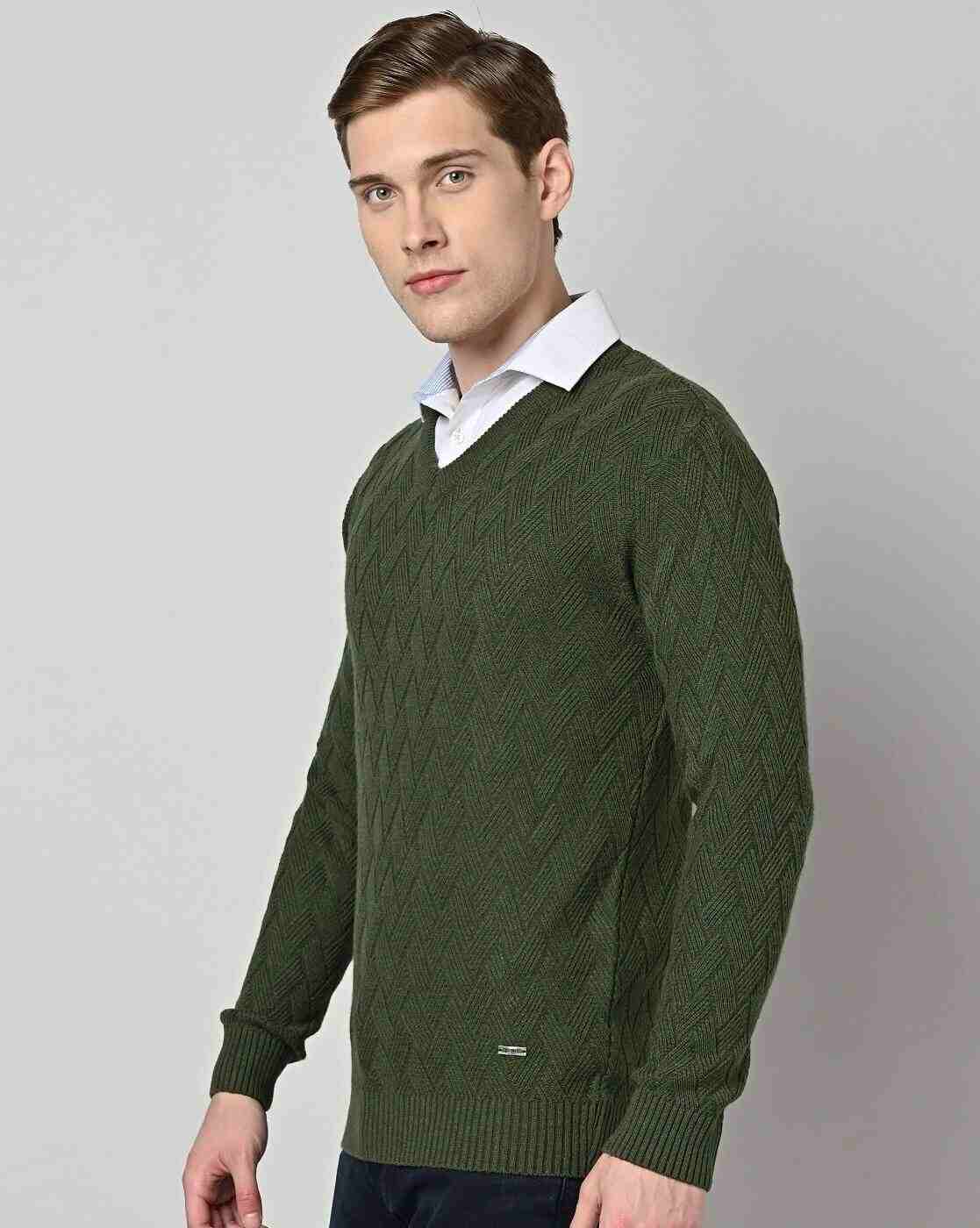 DUKE | Chevron Knitted V-Neck Pullover|1