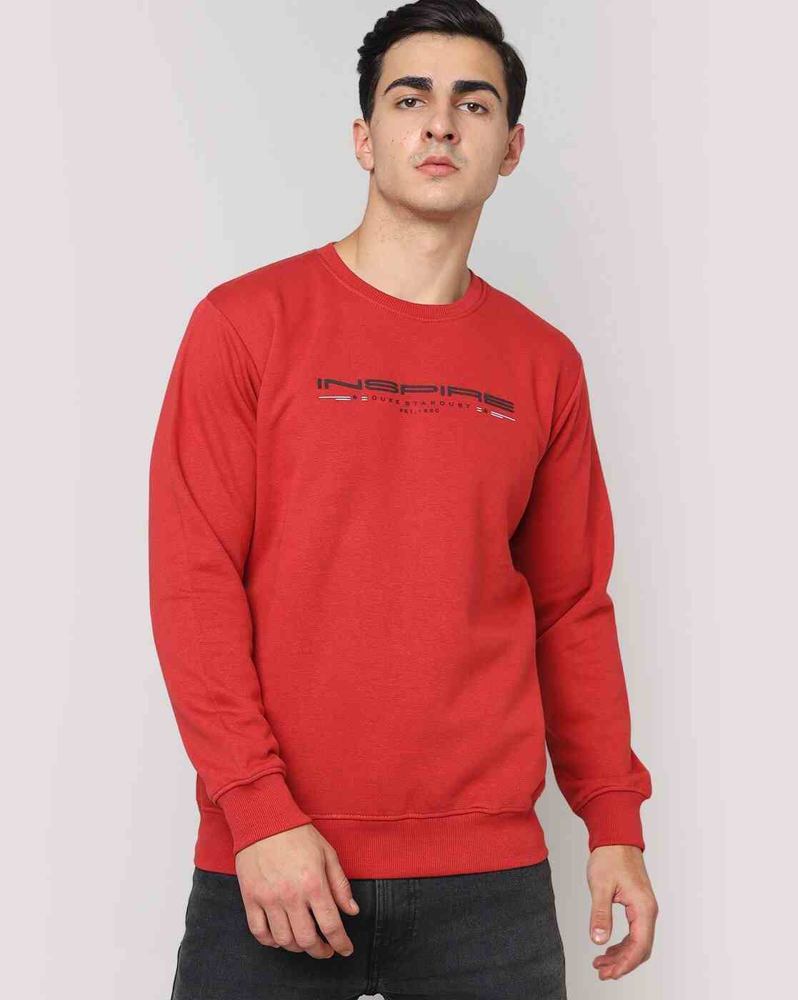 Typographic Print Regular Fit Crew-Neck Sweatshirt