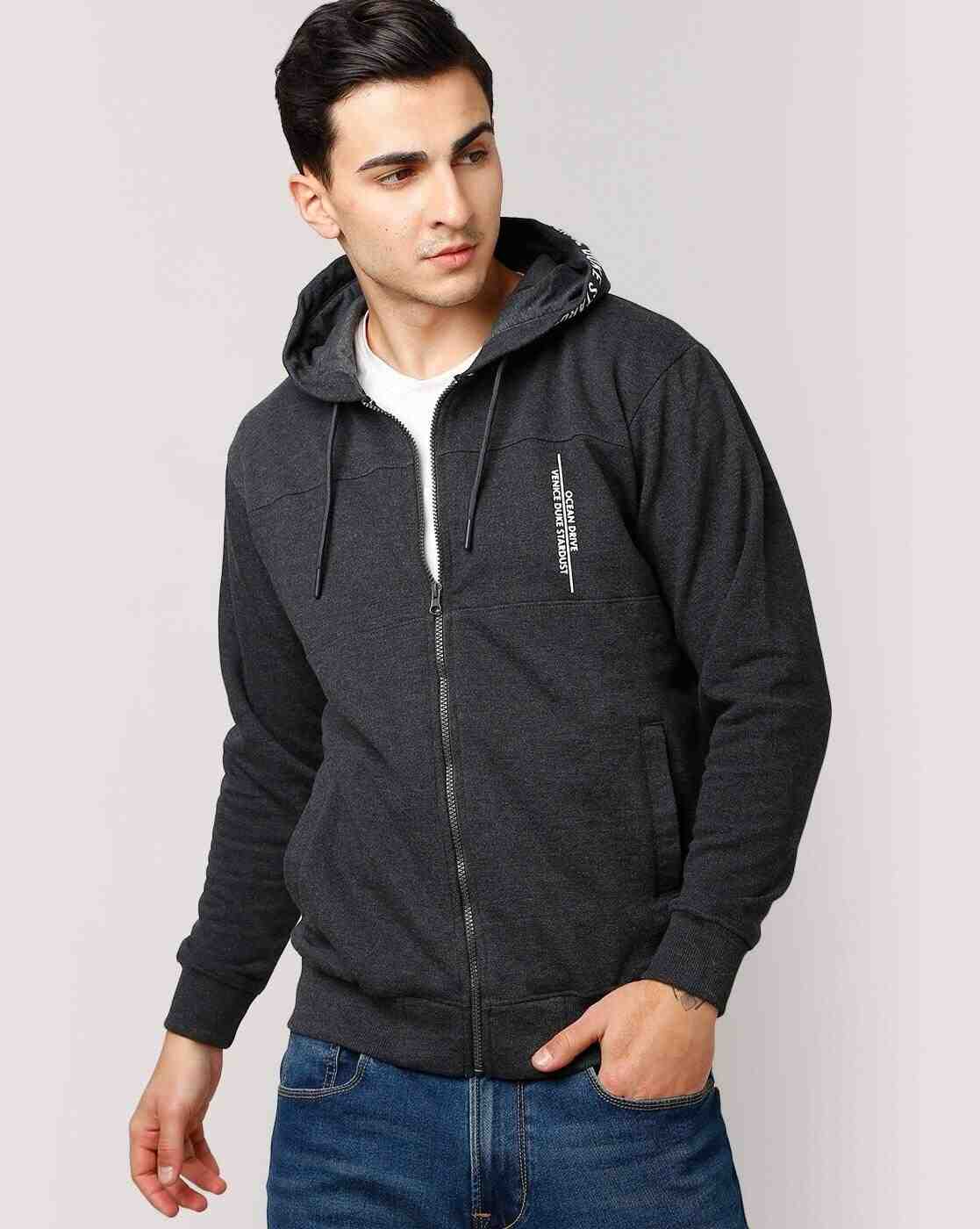 DUKE | Men Heathered Zip-Front Regular Fit Hoodie|0