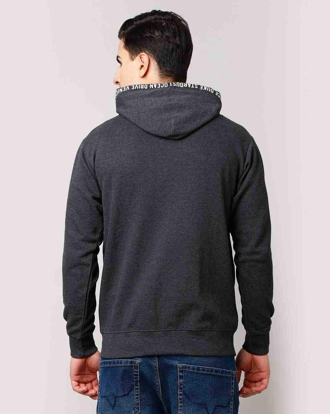 DUKE | Men Heathered Zip-Front Regular Fit Hoodie|2