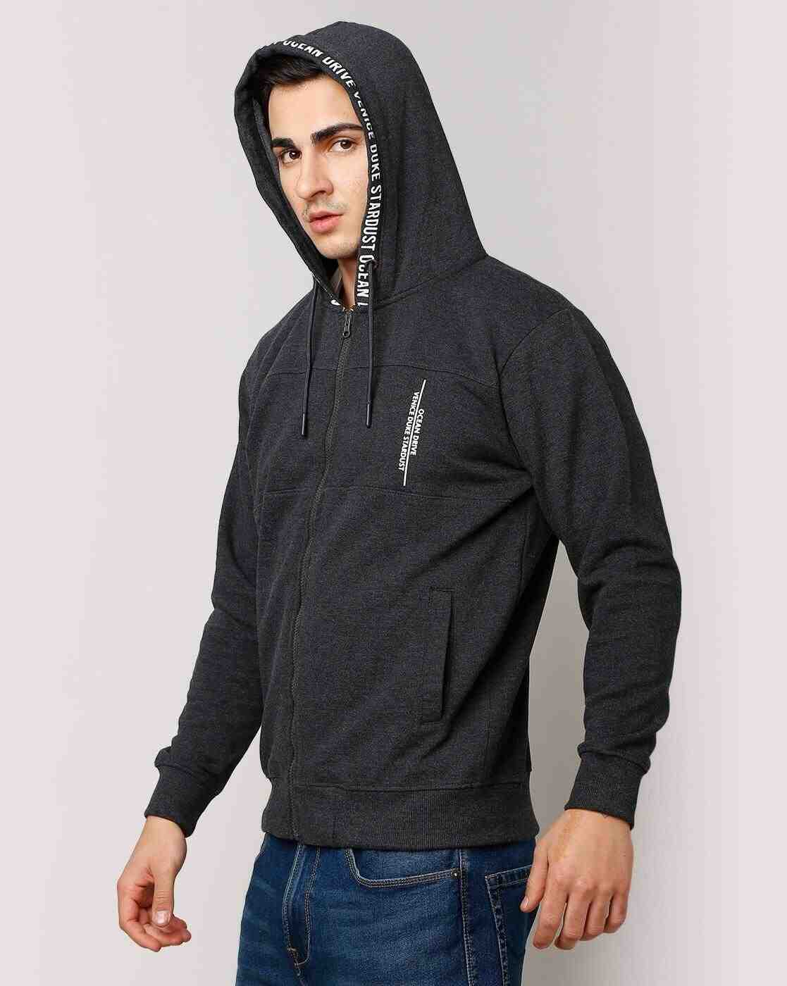 DUKE | Men Heathered Zip-Front Regular Fit Hoodie|3
