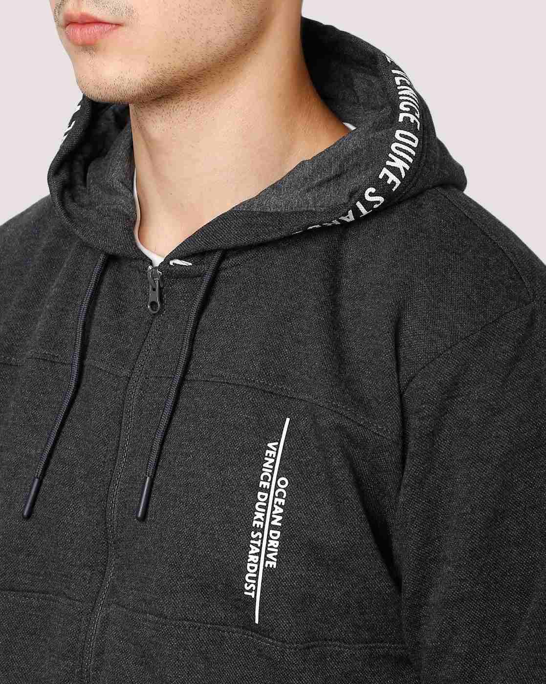DUKE | Men Heathered Zip-Front Regular Fit Hoodie|4