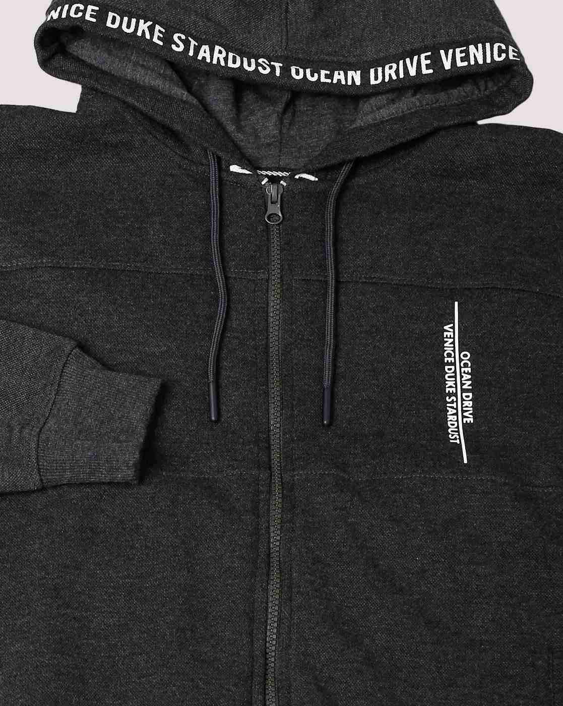 DUKE | Men Heathered Zip-Front Regular Fit Hoodie|5