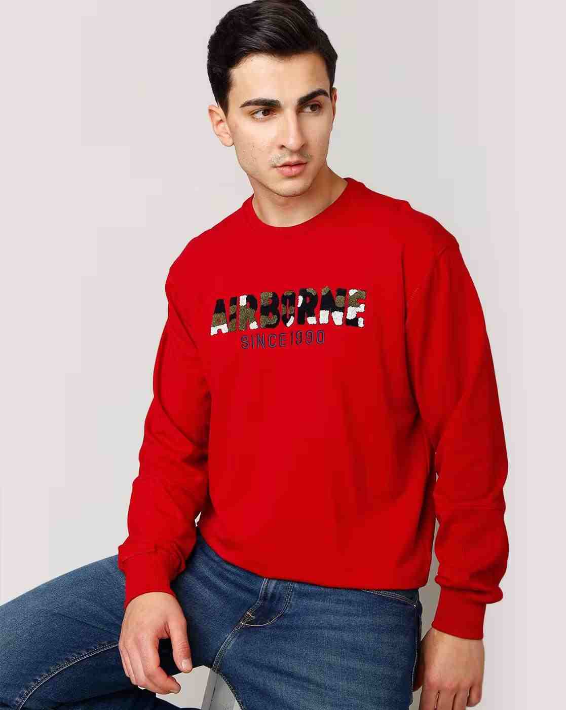 DUKE | Men Flock Print Regular Fit Crew-Neck Sweatshirt|0