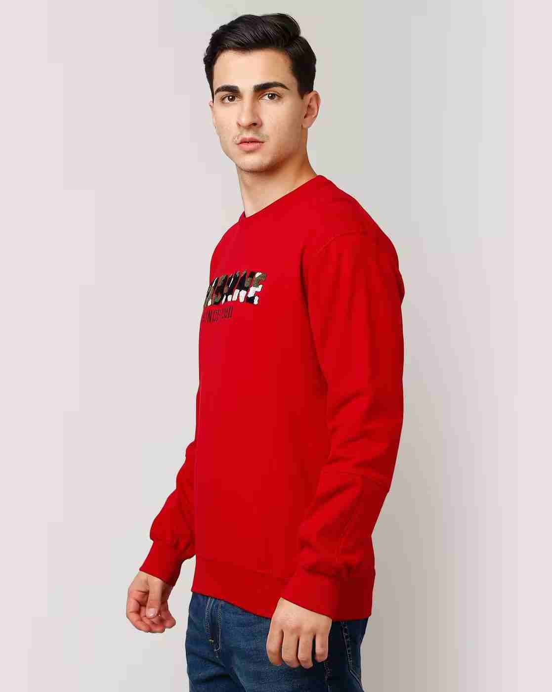DUKE | Men Flock Print Regular Fit Crew-Neck Sweatshirt|1