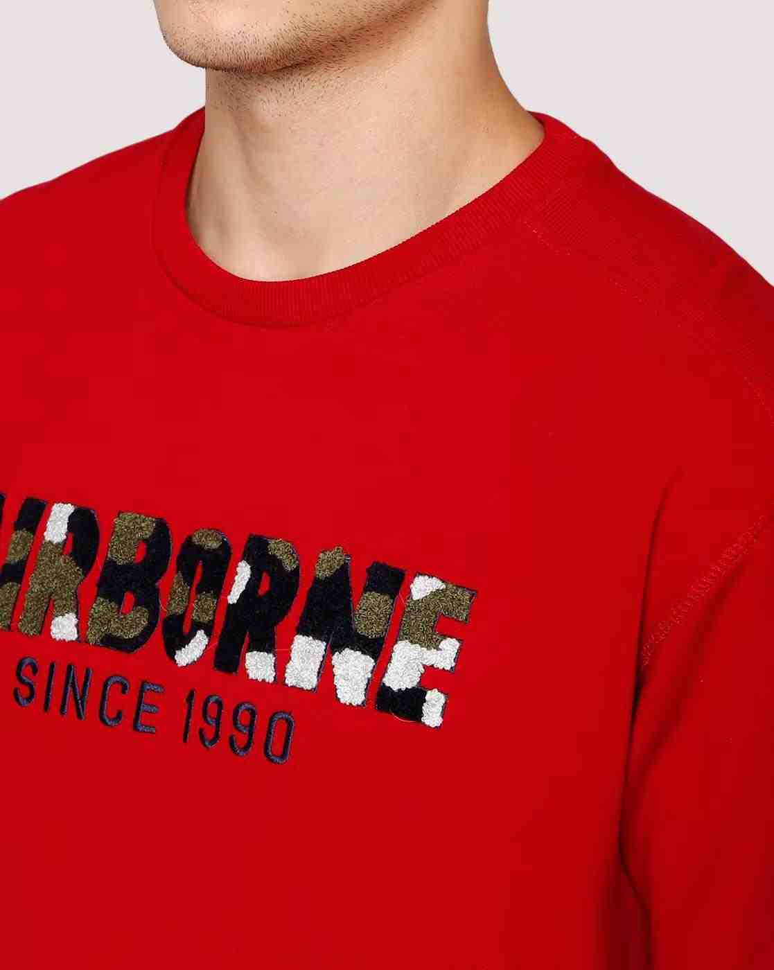 DUKE | Men Flock Print Regular Fit Crew-Neck Sweatshirt|3