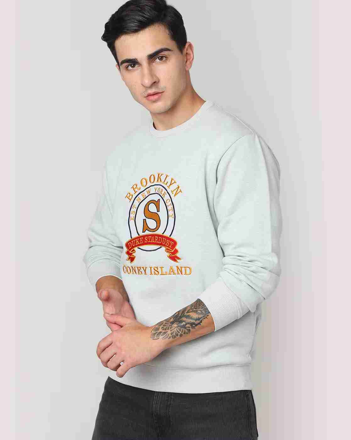 Embroidered Regular Fit Crew-Neck Sweatshirt