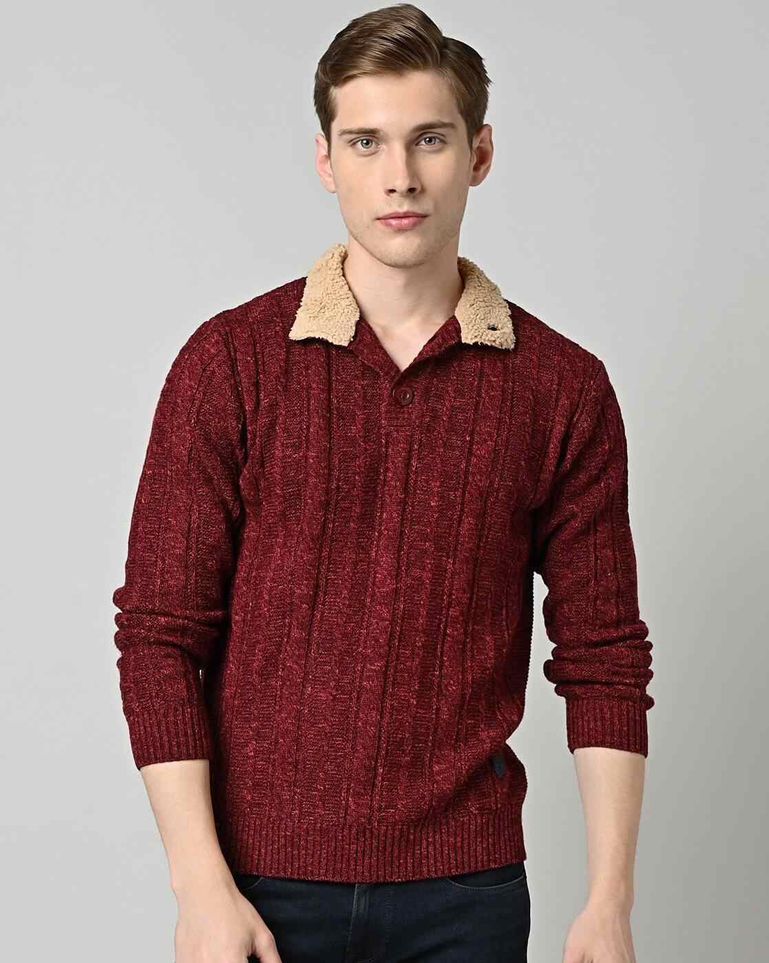 Cable Knit Pullover with High-Neck