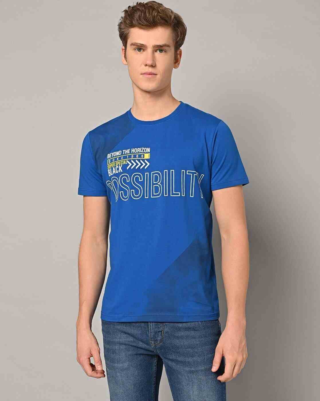 Slim Fit Typographic Print Crew-Neck T-Shirt
