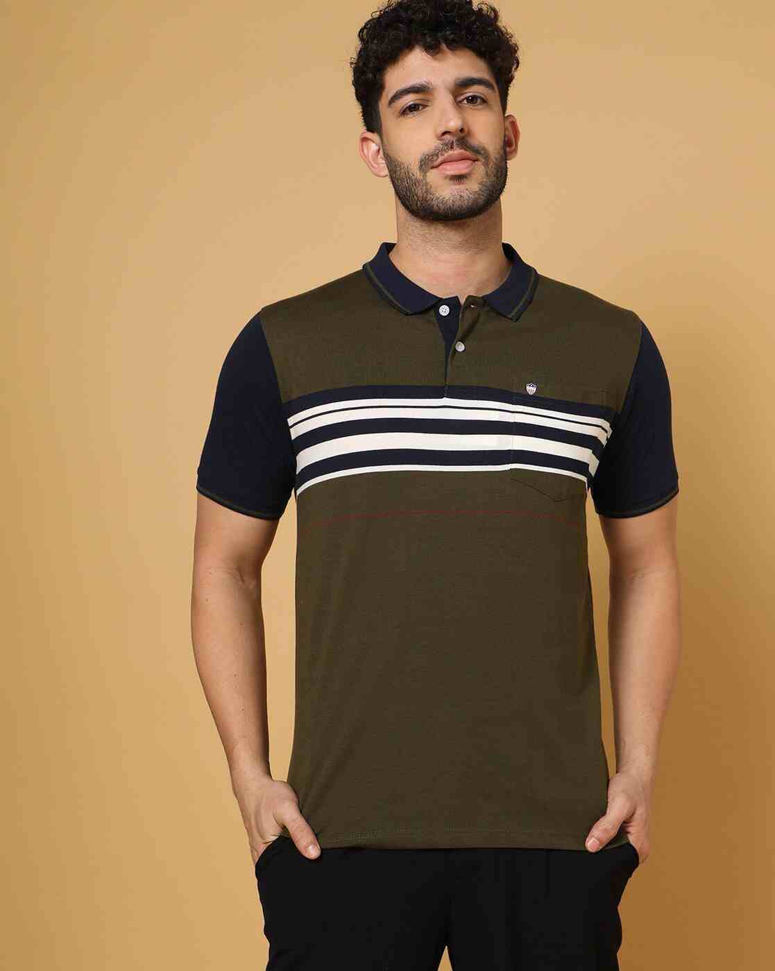 DUKE | Colourblock Polo T-Shirt with Placement Stripes|0