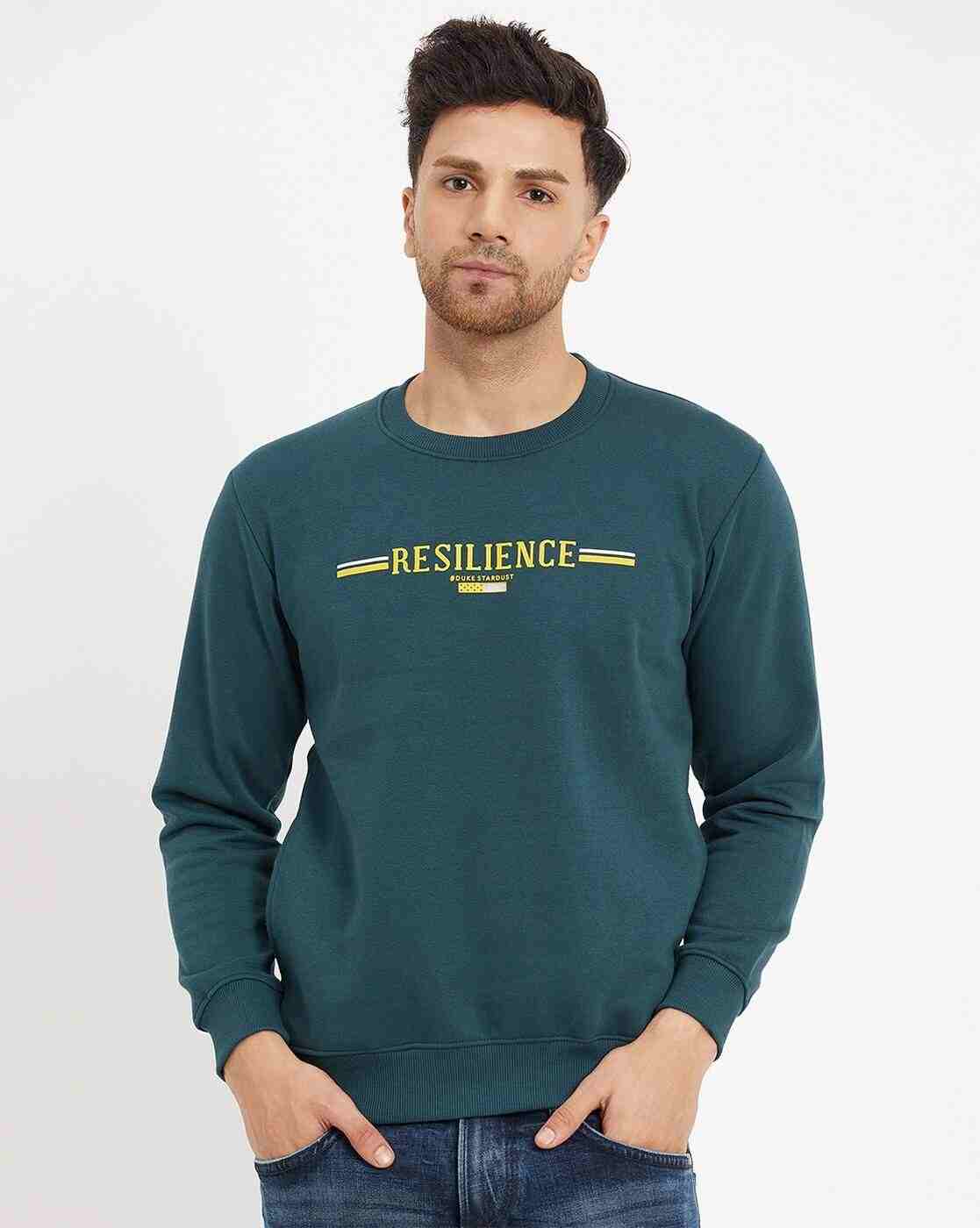 Men Typographic Print Crew-Neck Sweatshirt
