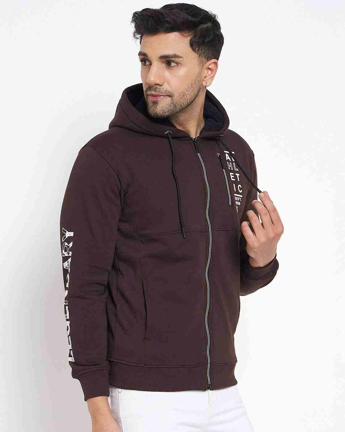 DUKE | Men Typographic Print Slim Fit Zip-Front Hoodie|2
