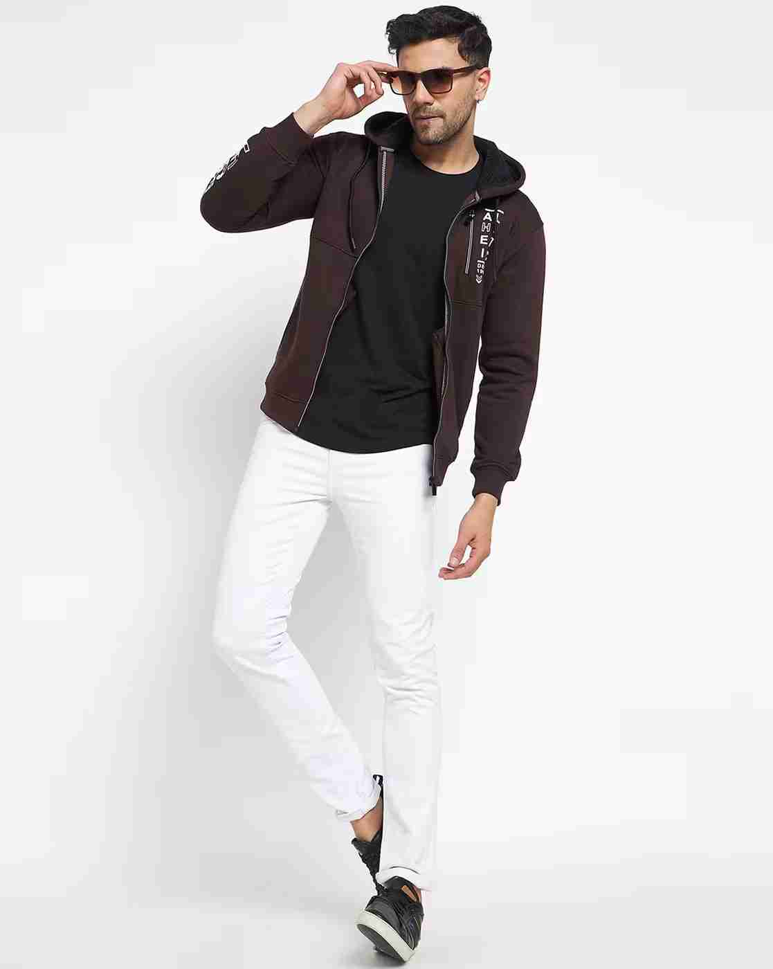 DUKE | Men Typographic Print Slim Fit Zip-Front Hoodie|4