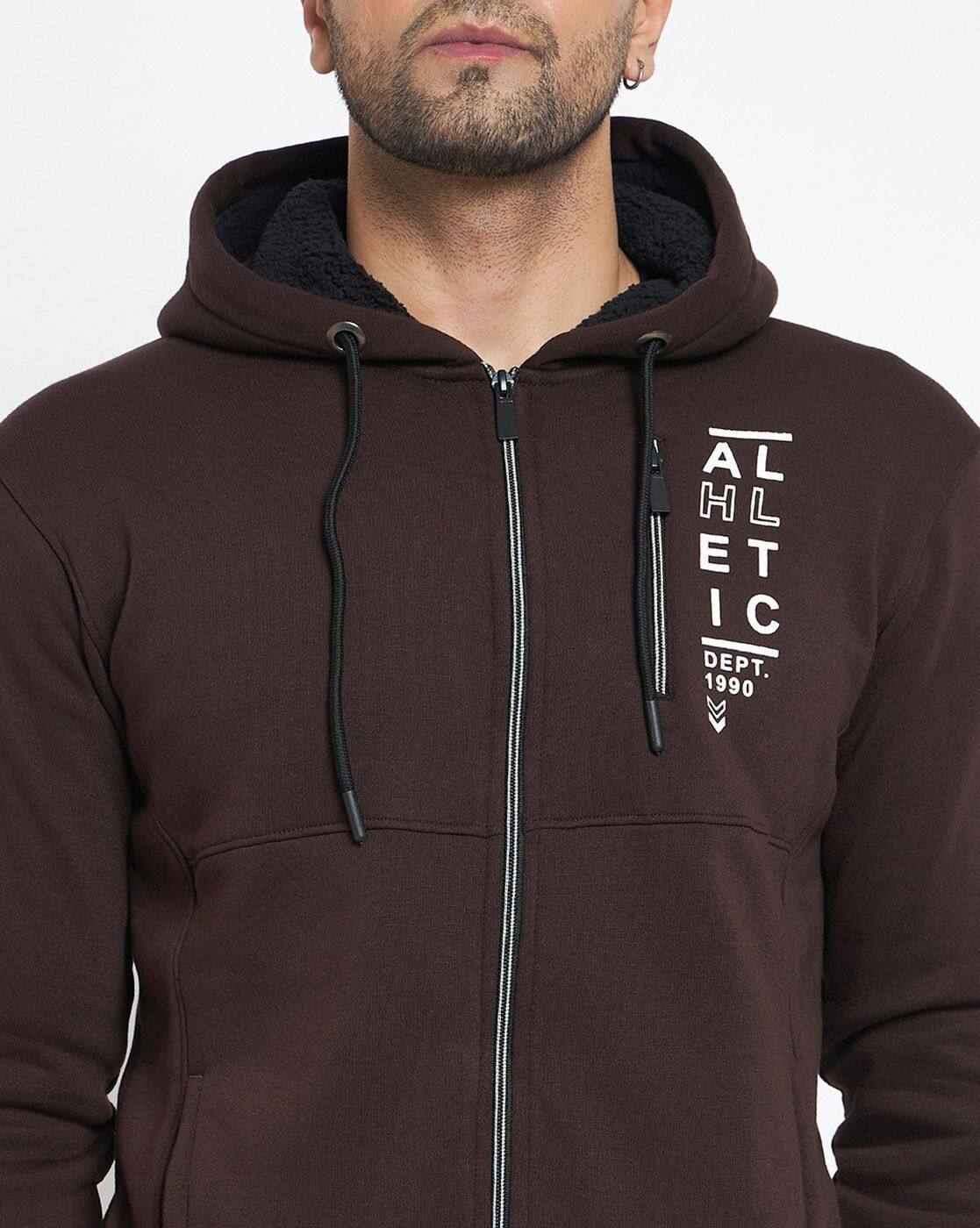 DUKE | Men Typographic Print Slim Fit Zip-Front Hoodie|5