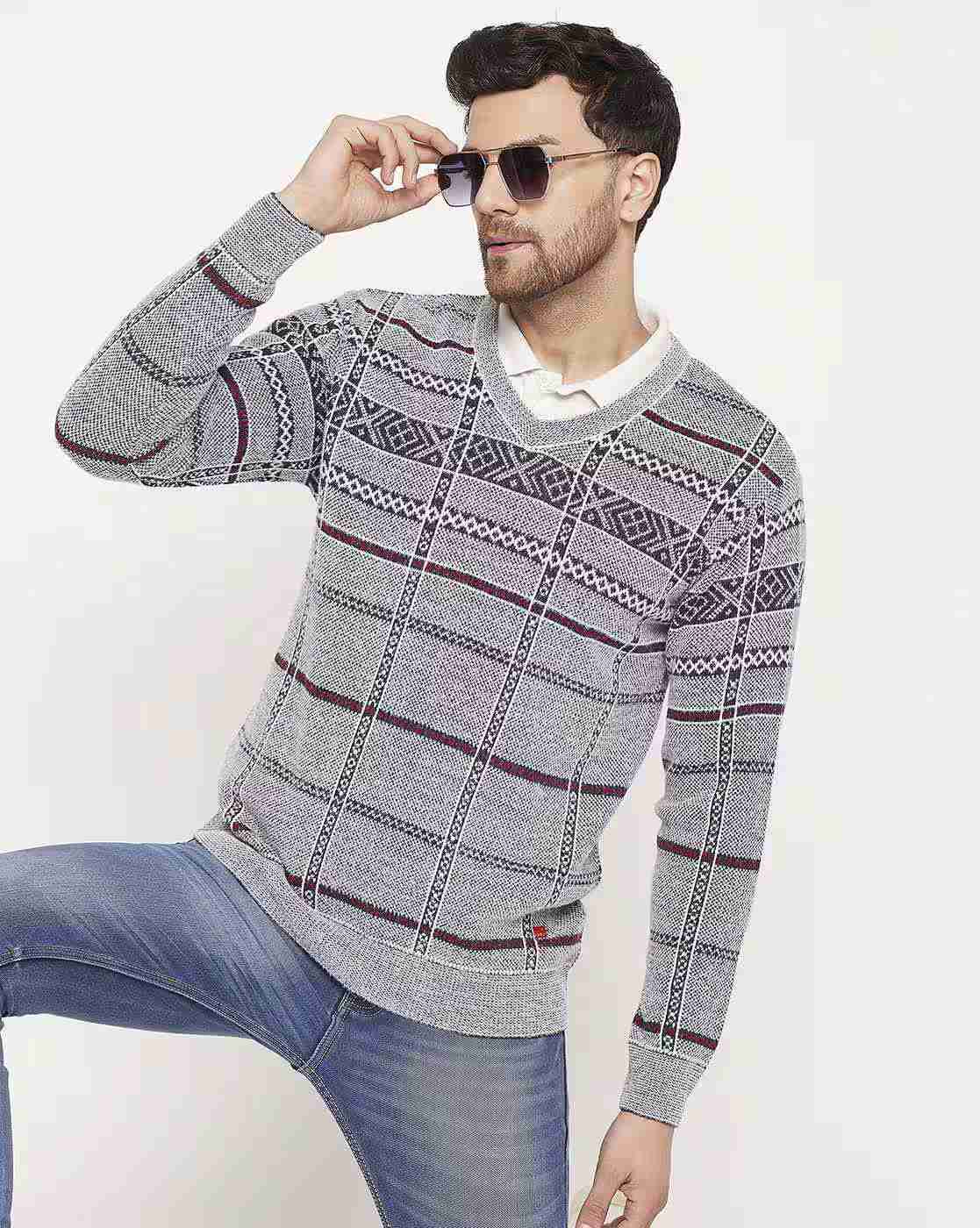 DUKE | Men Pattern Knit Regular Fit Sweater|4