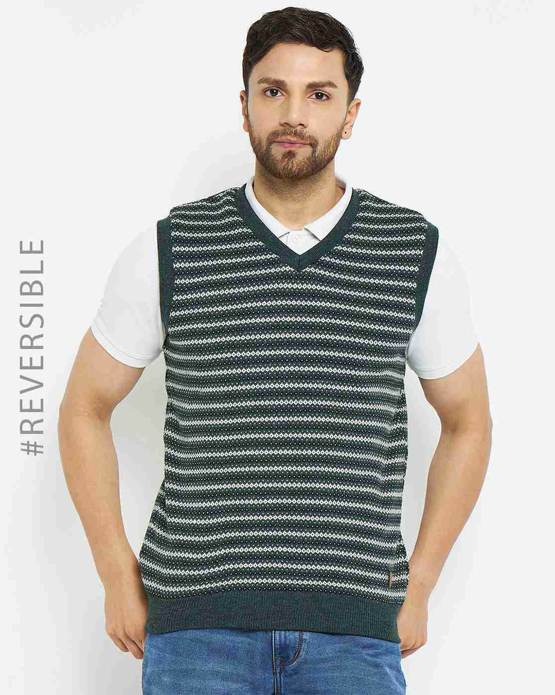 DUKE | Men Stripe-Knit Sleeveless Sweater|0